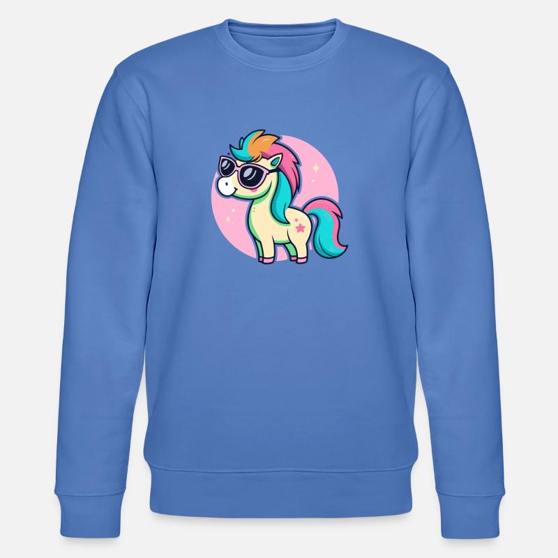 Rainbow Pony Glam-Brille - Stanley/Stella Unisex Bio-Sweatshirt CHANGER  - Blau