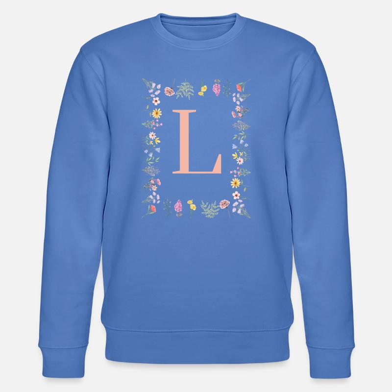 Initiales florales « L », lettres monogrammes - Sweat bio CHANGER Stanley/Stella Unisexe - bleu