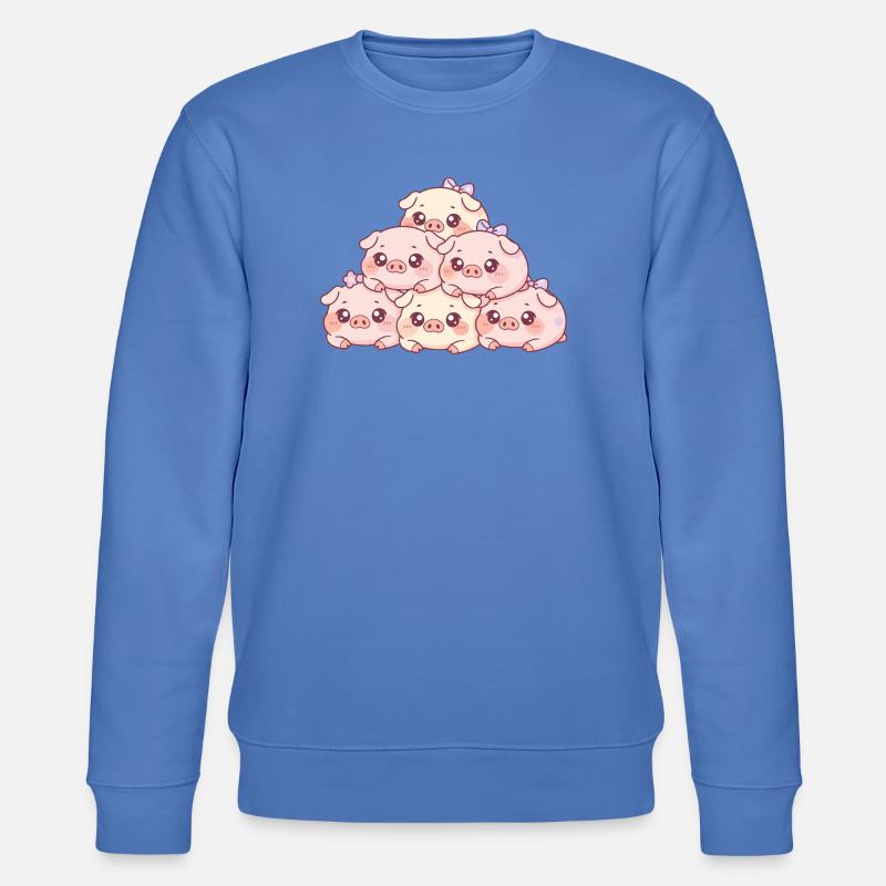 Kuschelige Schweinchen-Pyramide - Stanley/Stella Unisex Bio-Sweatshirt CHANGER  - Blau