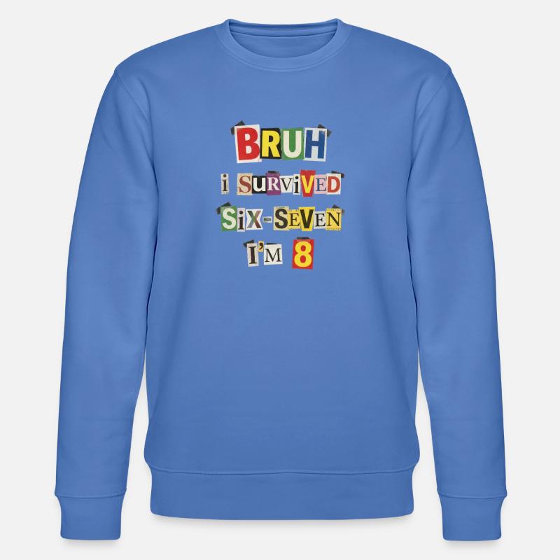 Bruh Survives 8 Meme Collage - Stanley/Stella CHANGER Unisex Organic Sweatshirt - bright blue