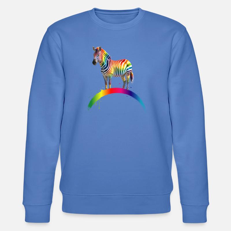 Rainbow Zebra Gradient Art Design - Stanley/Stella CHANGER Unisex Organic Sweatshirt - bright blue