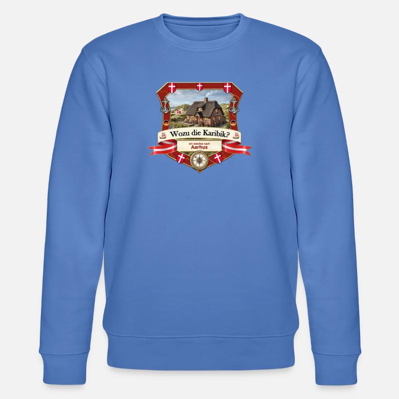 Wozu Karibik? Ich will nach Aarhus! - Stanley/Stella Unisex Bio-Sweatshirt CHANGER  - Blau