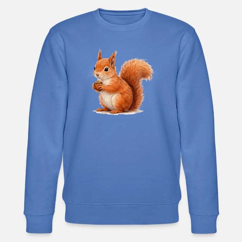 Eichhörnchen mit Eichel Illustration - Stanley/Stella Unisex Bio-Sweatshirt CHANGER  - Blau