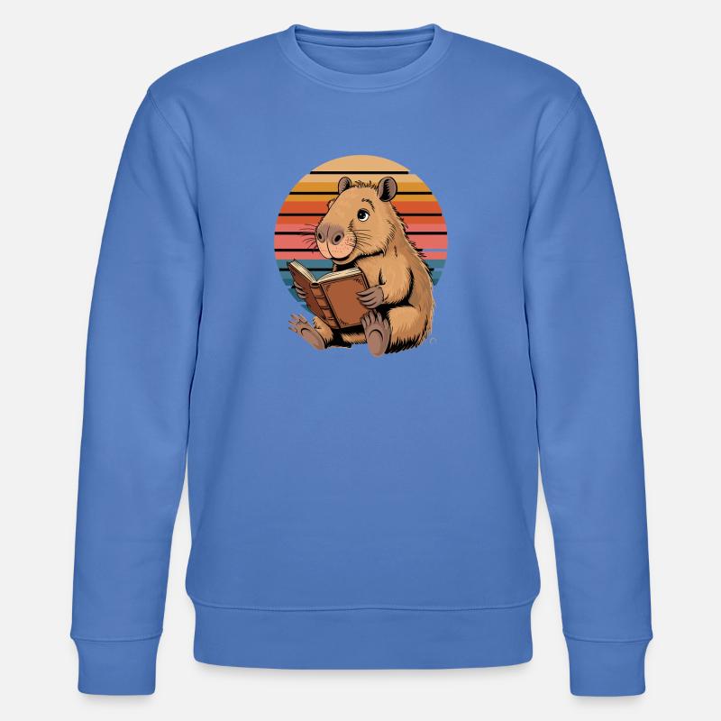 Reading Capybara Retro Sunset for - Stanley/Stella CHANGER Unisex Organic Sweatshirt - bright blue