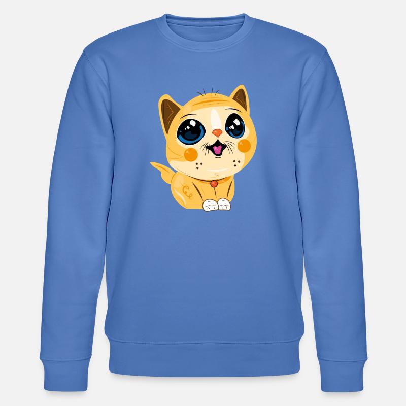 Lächelnde Kawaii-Katze - Stanley/Stella Unisex Bio-Sweatshirt CHANGER  - Blau