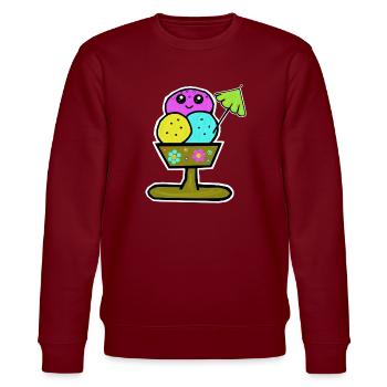 Bunter Eisbecher Eiscreme Eiskreme Eis - Stanley/Stella Unisex Bio-Sweatshirt CHANGER  - Burgunderrot - Vorne - Nik (191cm) & Marisol (170cm)
