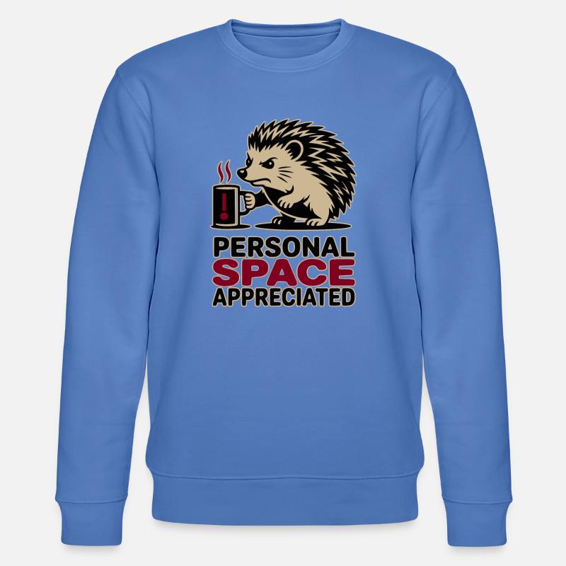Grumpy Hedgehog Personal Space Introvert Coffee - Stanley/Stella CHANGER Unisex Organic Sweatshirt - bright blue