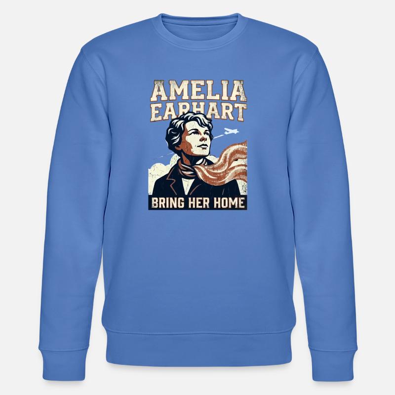 Amelia Earhart – Bring Her Home - Stanley/Stella CHANGER Unisex Organic Sweatshirt - bright blue