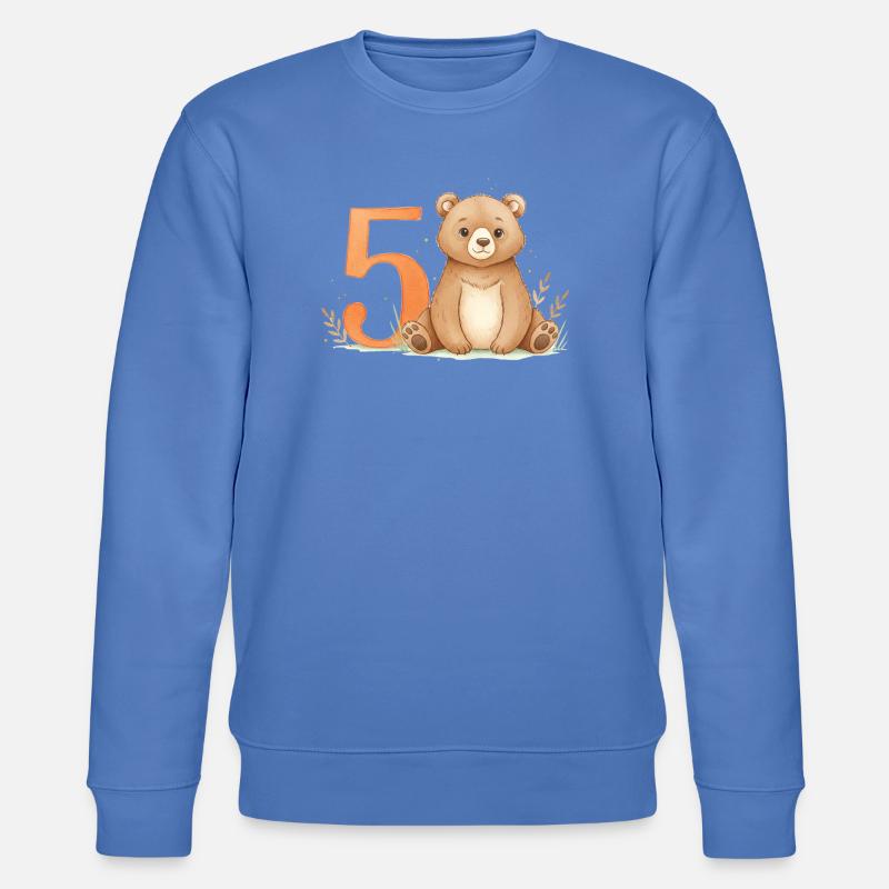 Kleiner Bär mit Nummer Fünf - Stanley/Stella Unisex Bio-Sweatshirt CHANGER  - Blau