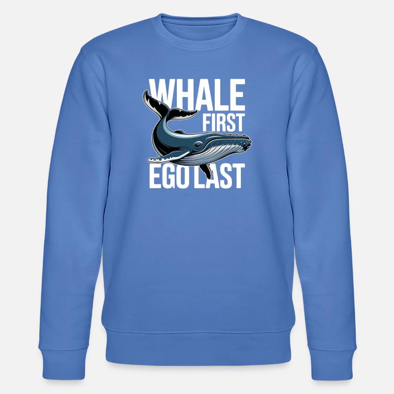 WHALE FIRST • EGO LAST #2 - Stanley/Stella Unisex Bio-Sweatshirt CHANGER  - Blau