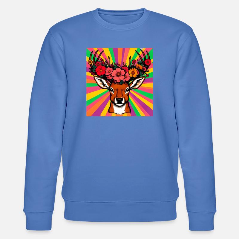 Cerf aux fleurs - Sweat bio CHANGER Stanley/Stella Unisexe - bleu