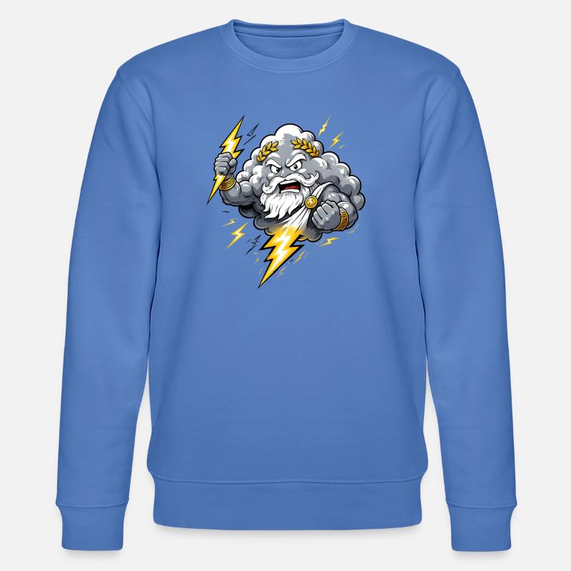 Donnergott Blitz Wolke Gewitter Comic Motiv - Stanley/Stella Unisex Bio-Sweatshirt CHANGER  - Blau