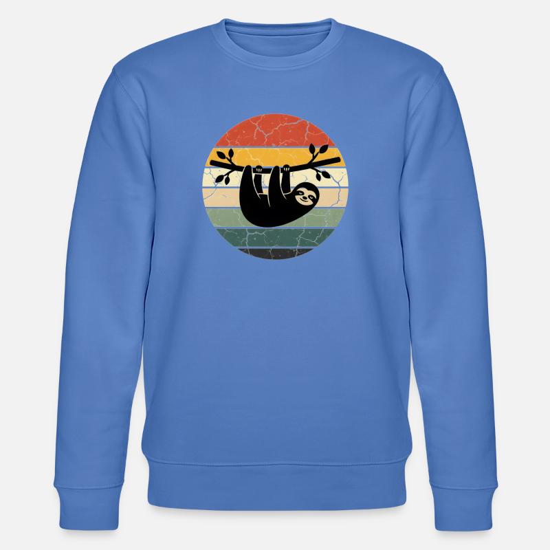 Sloth Gift Retro Design Sunset - Stanley/Stella Unisex Bio-Sweatshirt CHANGER  - Blau