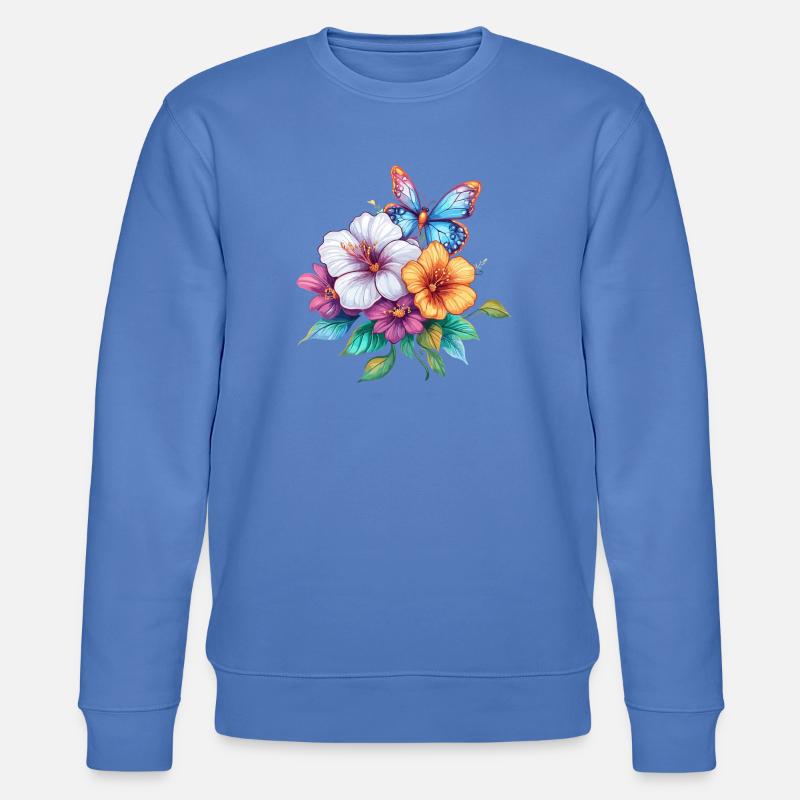 Bouquet avec papillon - Sweat bio CHANGER Stanley/Stella Unisexe - bleu
