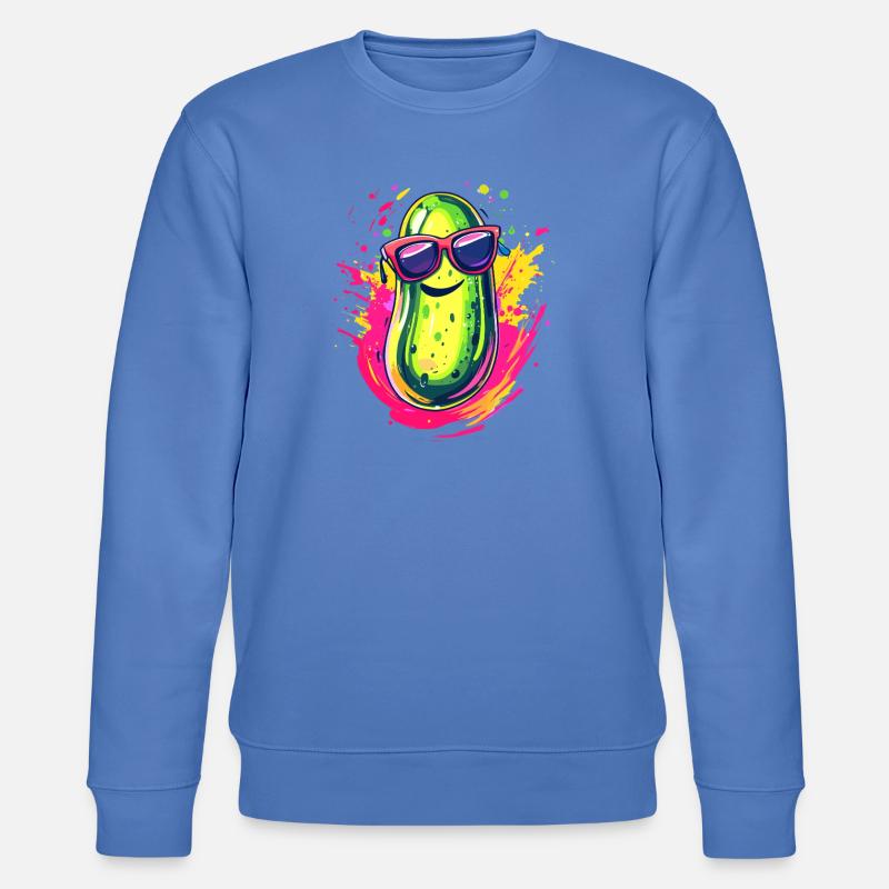 Coole Gurke mit Sonnenbrille - Stanley/Stella Unisex Bio-Sweatshirt CHANGER  - Blau