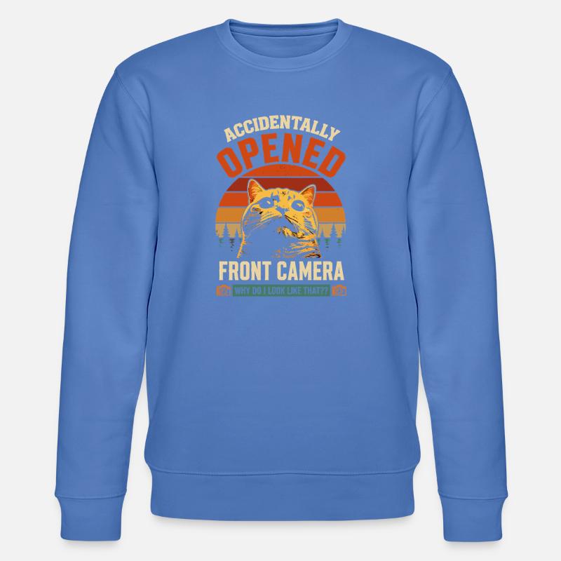 Front camera accidentally open cat - Stanley/Stella CHANGER Unisex Organic Sweatshirt - bright blue