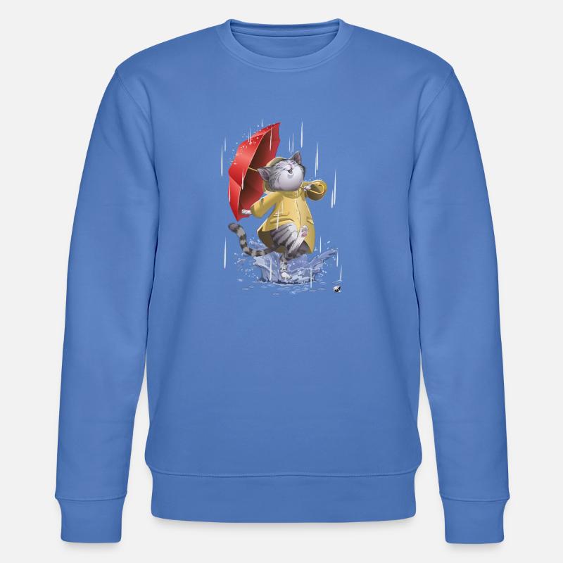 Chat en imperméable et parapluie - Sweat bio CHANGER Stanley/Stella Unisexe - bleu