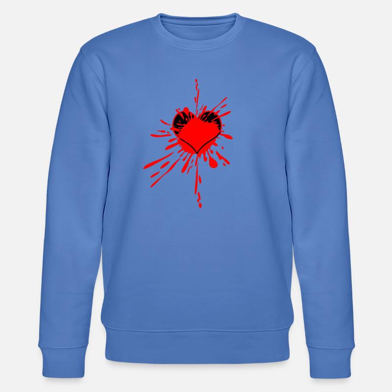 Rotes Herz-Splatterkunst - Stanley/Stella Unisex Bio-Sweatshirt CHANGER  - Blau