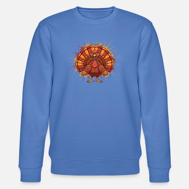 Bunter Truthahn mit Farbspritzer - Stanley/Stella Unisex Bio-Sweatshirt CHANGER - Blau
