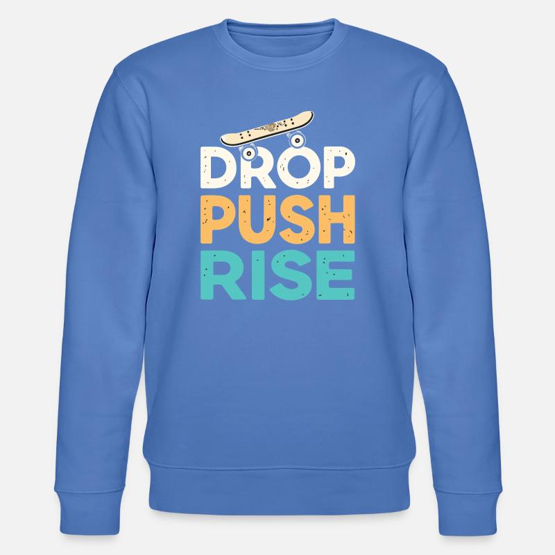 Drop Push Rise Retro Skateboard - Stanley/Stella Unisex Bio-Sweatshirt CHANGER - Blau