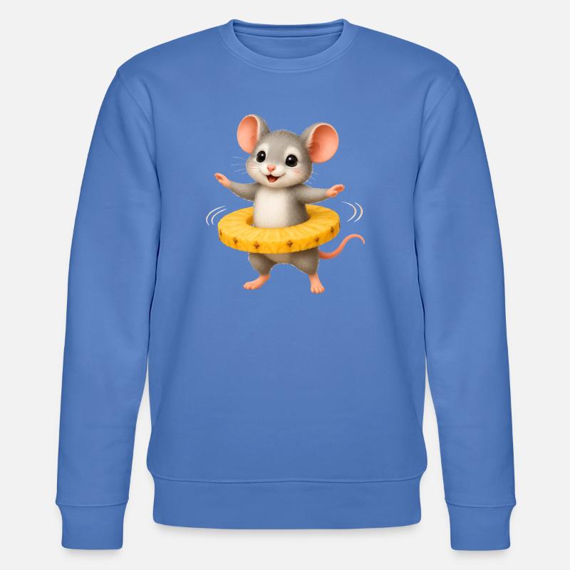 Happy Mouse with Pineapple Ring - Stanley/Stella CHANGER Unisex Organic Sweatshirt - bright blue