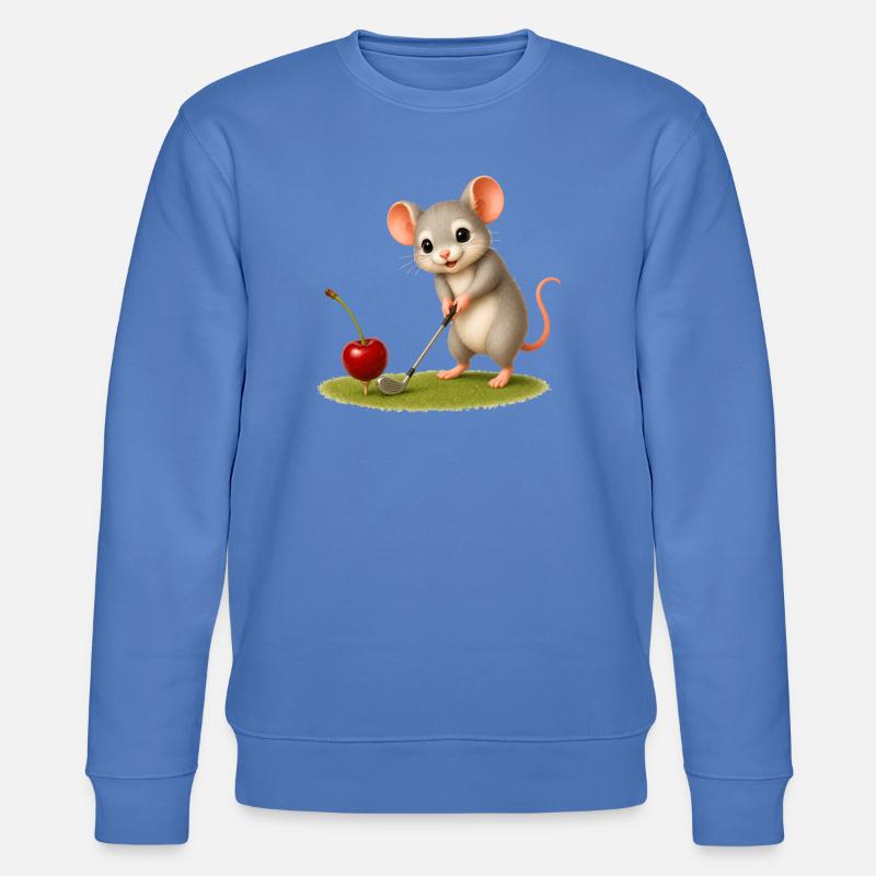 Cute mouse playing golf - Stanley/Stella CHANGER Unisex Organic Sweatshirt - bright blue