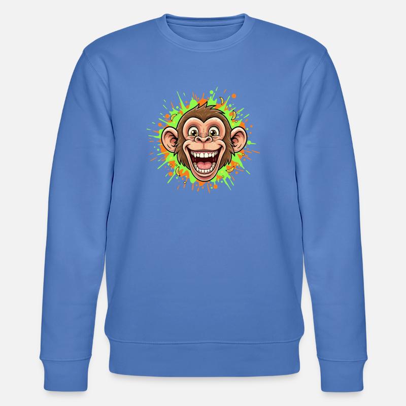 Laughing Monkey Neon Splash - Stanley/Stella CHANGER Unisex Organic Sweatshirt - bright blue
