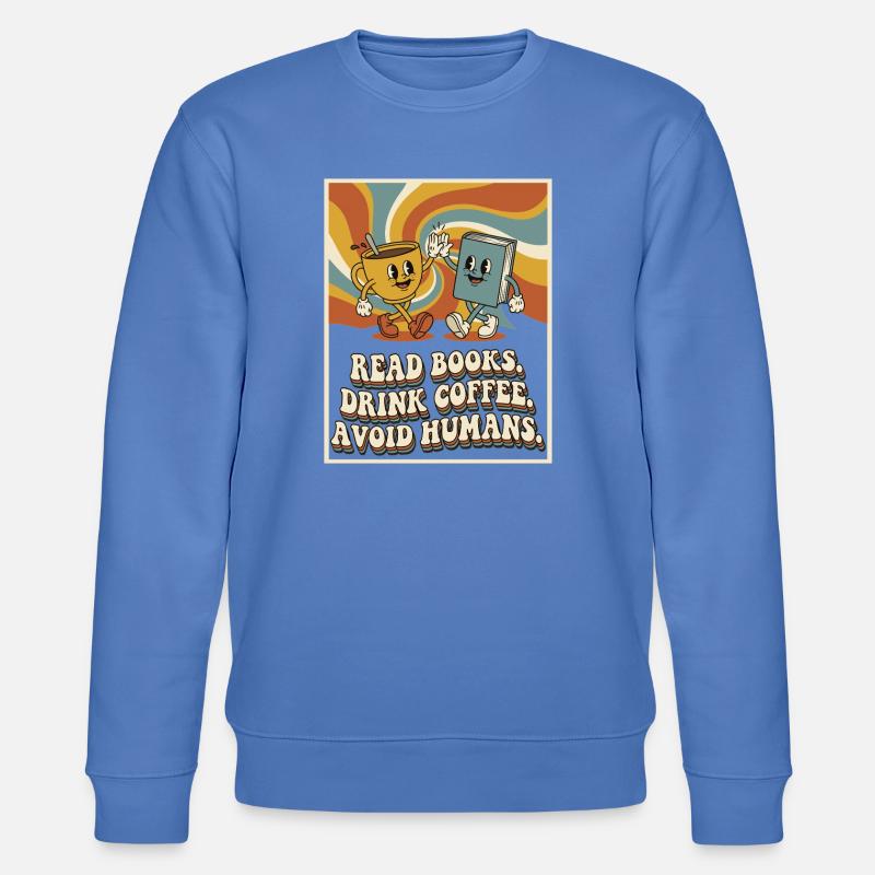 Introvertiert Leseratte Kaffee Bücher  - Stanley/Stella Unisex Bio-Sweatshirt CHANGER  - Blau