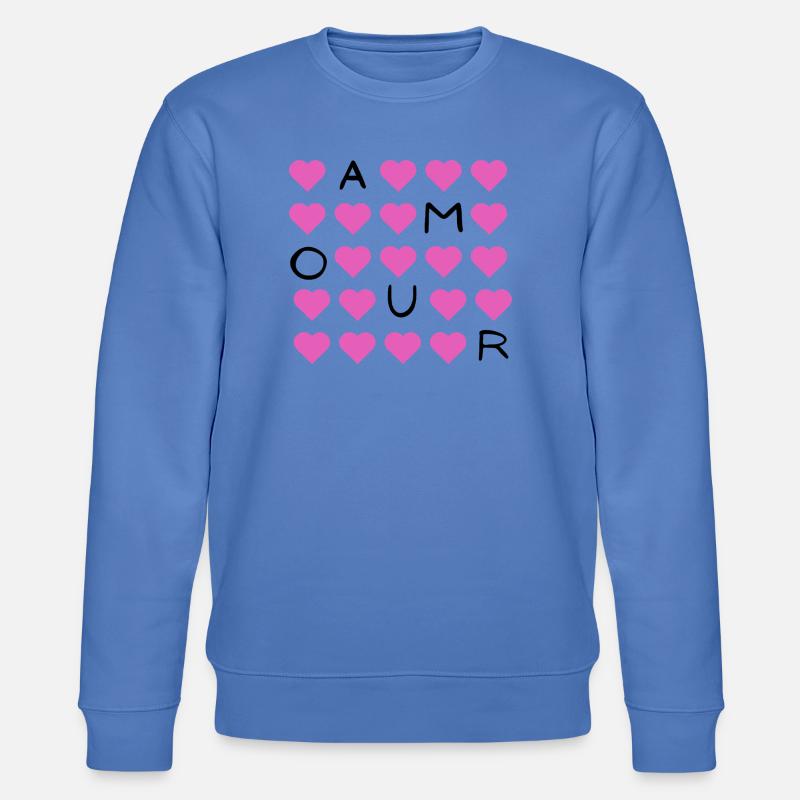 Rosa Herzgrid Muster - Stanley/Stella Unisex Bio-Sweatshirt CHANGER  - Blau