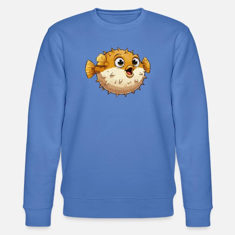Puffer Fish Comic - Stanley/Stella CHANGER Unisex Organic Sweatshirt - bright blue