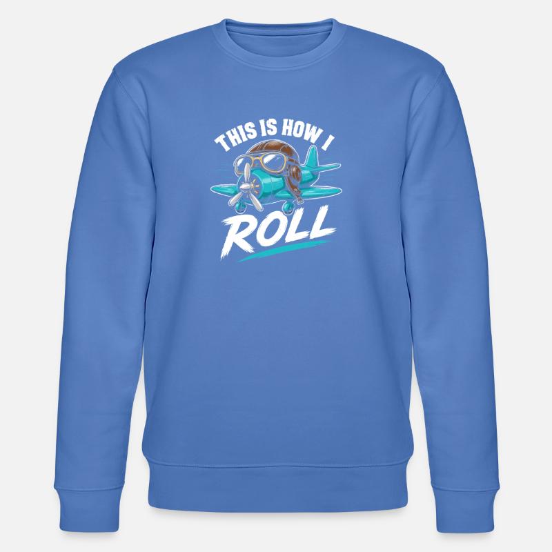 Propellerflugzeug Roll Spruch - Stanley/Stella Unisex Bio-Sweatshirt CHANGER  - Blau