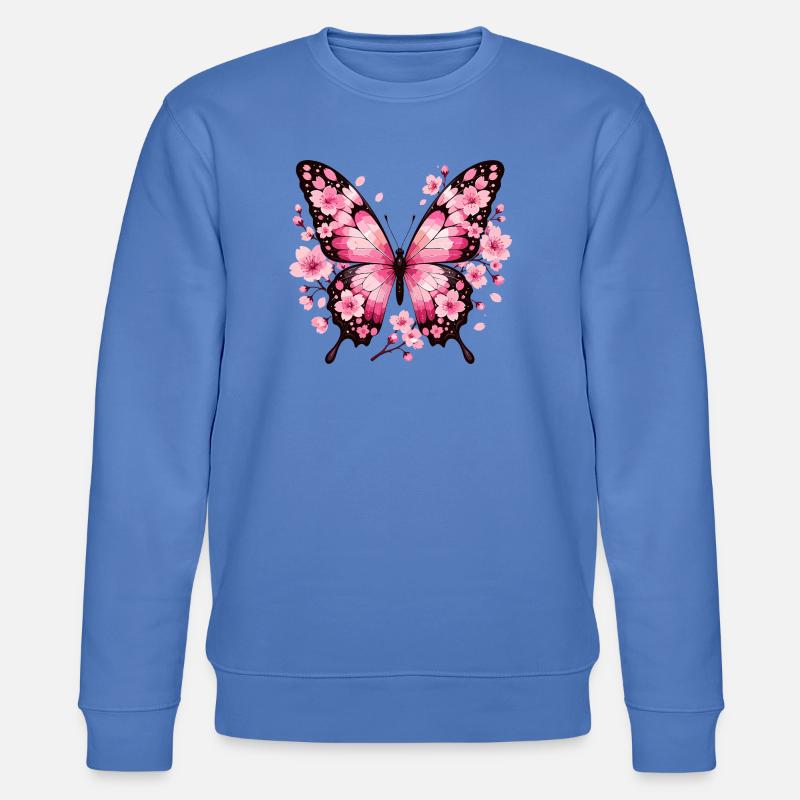 Papillon aux ailes de fleurs roses - Sweat bio CHANGER Stanley/Stella Unisexe - bleu