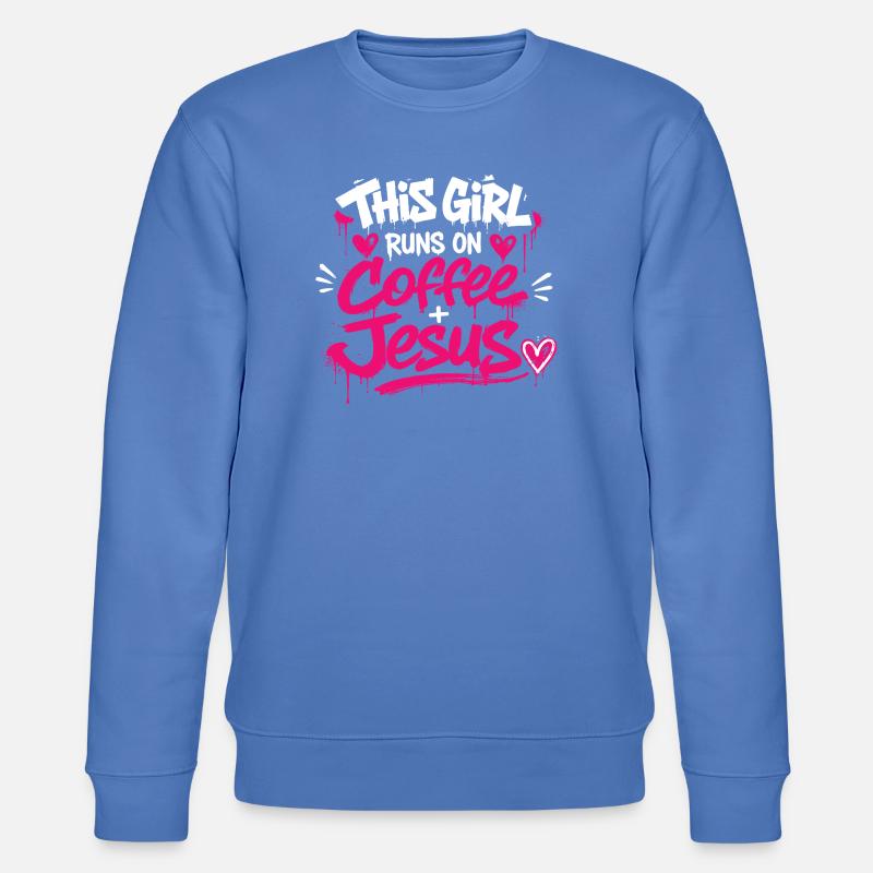 Kaffee & Jesus Graffiti Design - Stanley/Stella Unisex Bio-Sweatshirt CHANGER - Blau