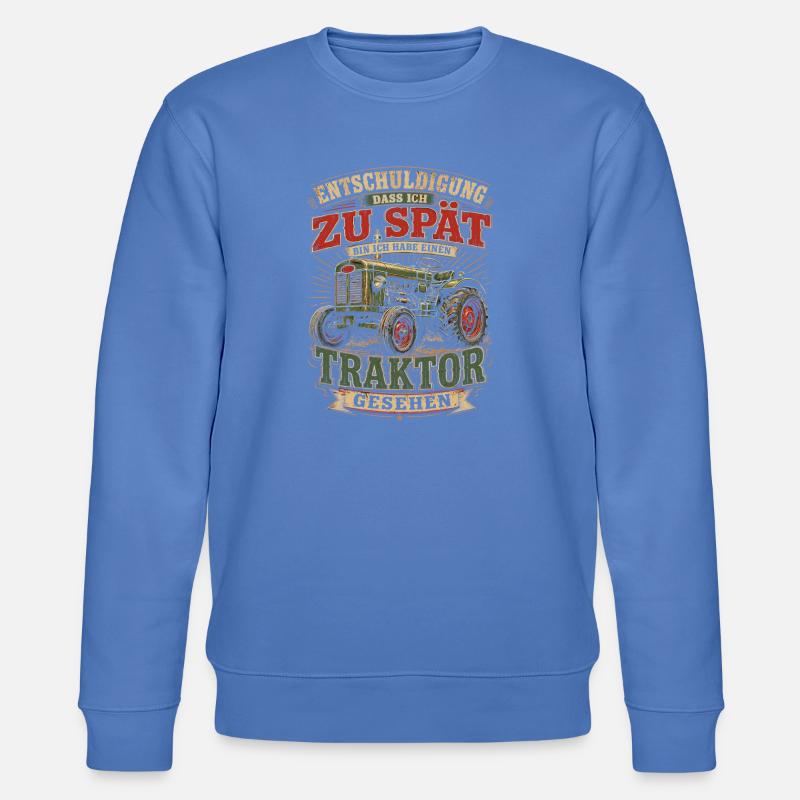 Spät dran Traktor Spruch - Stanley/Stella Unisex Bio-Sweatshirt CHANGER  - Blau