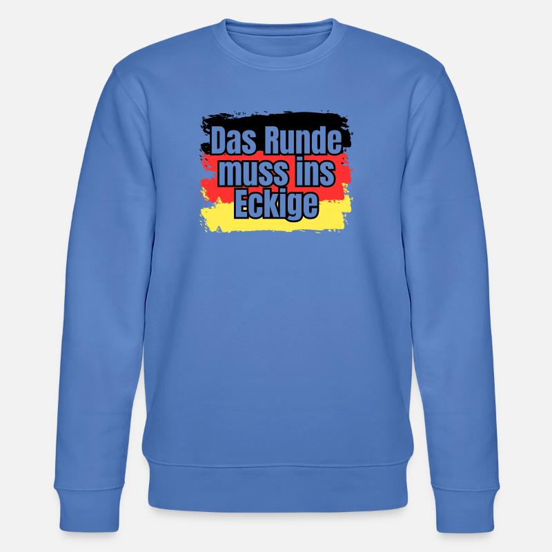 Das Runde muss ins Eckige - Spruch - Stanley/Stella Unisex Bio-Sweatshirt CHANGER  - Blau