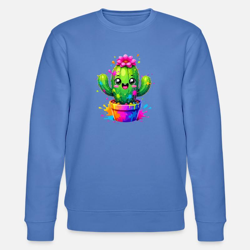Cactus Joyeuses Fleurs Éclaboussurées - Sweat bio CHANGER Stanley/Stella Unisexe - bleu