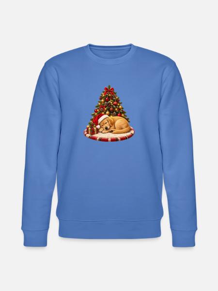 Schlafender Weihnachtshund am Baum - Stanley/Stella Unisex Bio-Sweatshirt CHANGER  - Blau