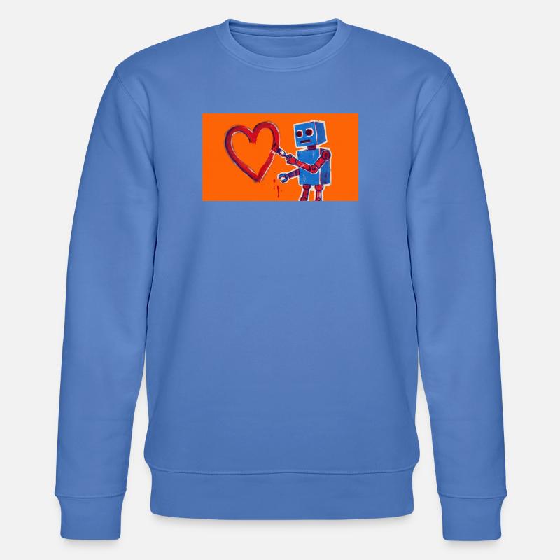 Robotherz auf Neonorange Hintergrund - Stanley/Stella Unisex Bio-Sweatshirt CHANGER  - Blau