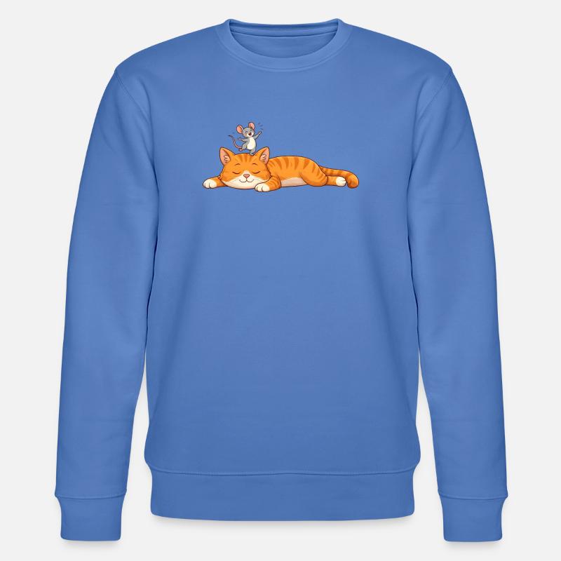 Chat endormi avec souris joyeuse - Sweat bio CHANGER Stanley/Stella Unisexe - bleu