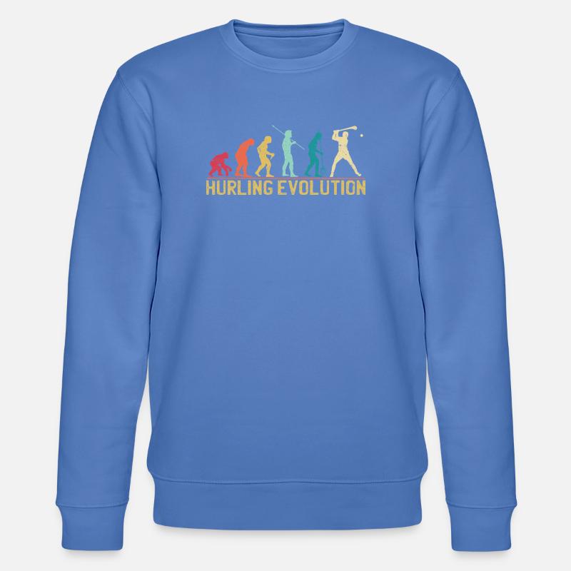 Hurling Evolution Silhouette Design - Stanley/Stella CHANGER Unisex Organic Sweatshirt - bright blue
