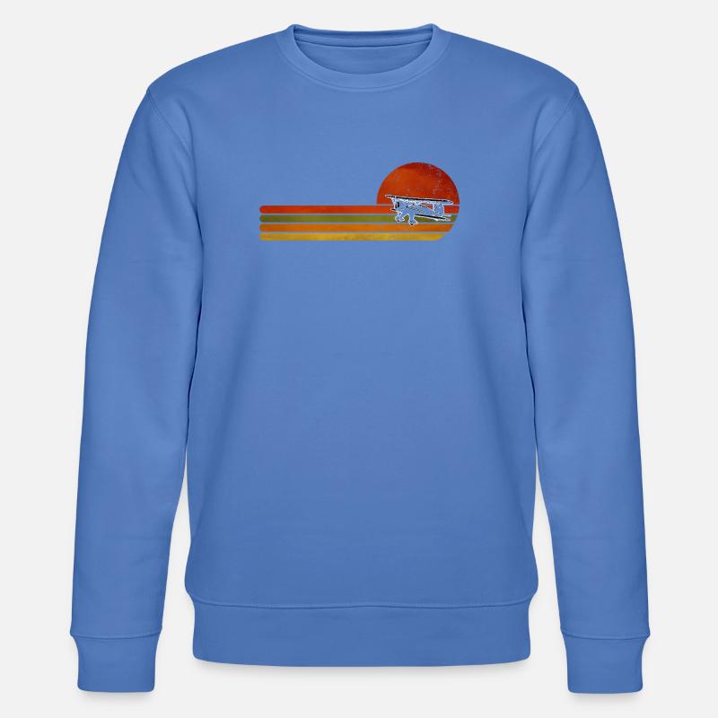 Retro Flugzeug Sunset Stripes - Stanley/Stella Unisex Bio-Sweatshirt CHANGER  - Blau