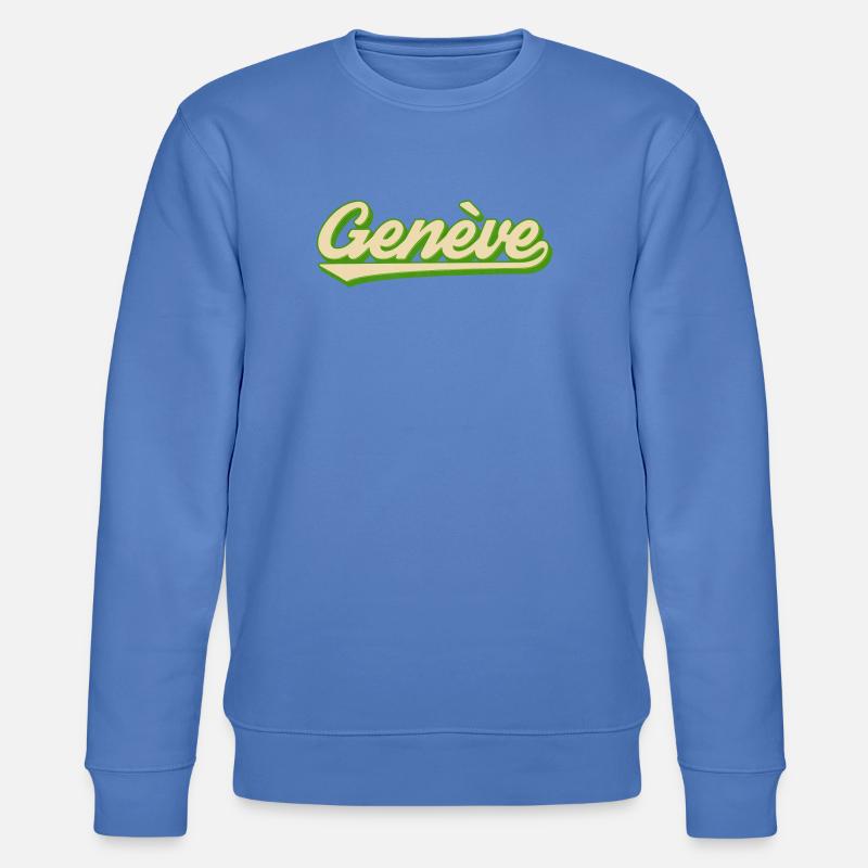 Genève Retro Script Lime - Stanley/Stella CHANGER Unisex Organic Sweatshirt - bright blue