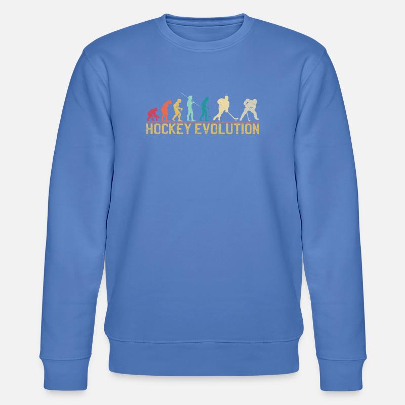 Hockey Evolution Silhouette Design - Stanley/Stella CHANGER Unisex Organic Sweatshirt - bright blue