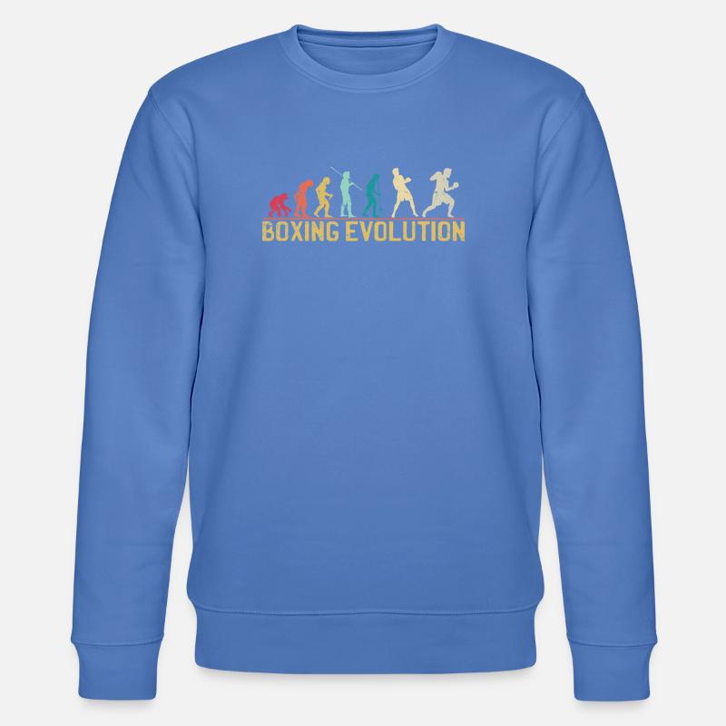 Boxing Evolution Progression Design - Stanley/Stella CHANGER Unisex Organic Sweatshirt - bright blue