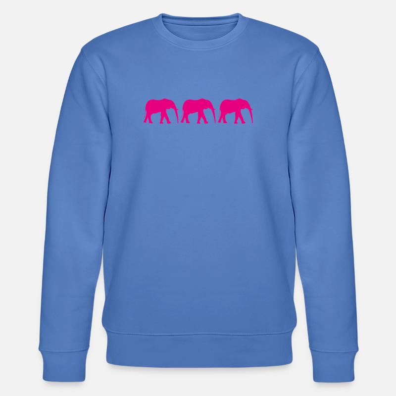 Pink elephants in a repeating pattern - Stanley/Stella CHANGER Unisex Organic Sweatshirt - bright blue