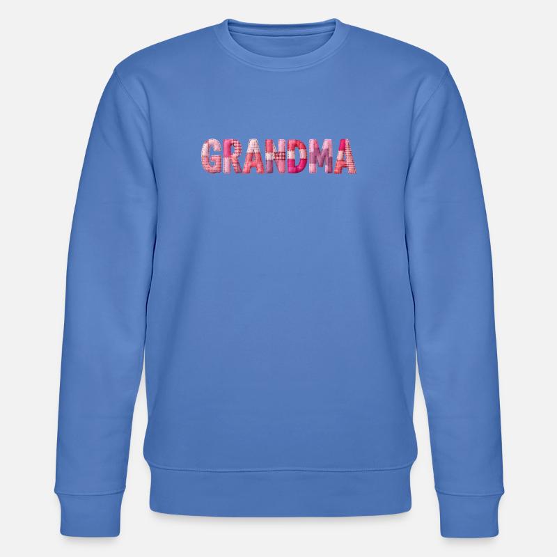 Grandmother Pink Plaid Letters Patchwork - Stanley/Stella CHANGER Unisex Organic Sweatshirt - bright blue