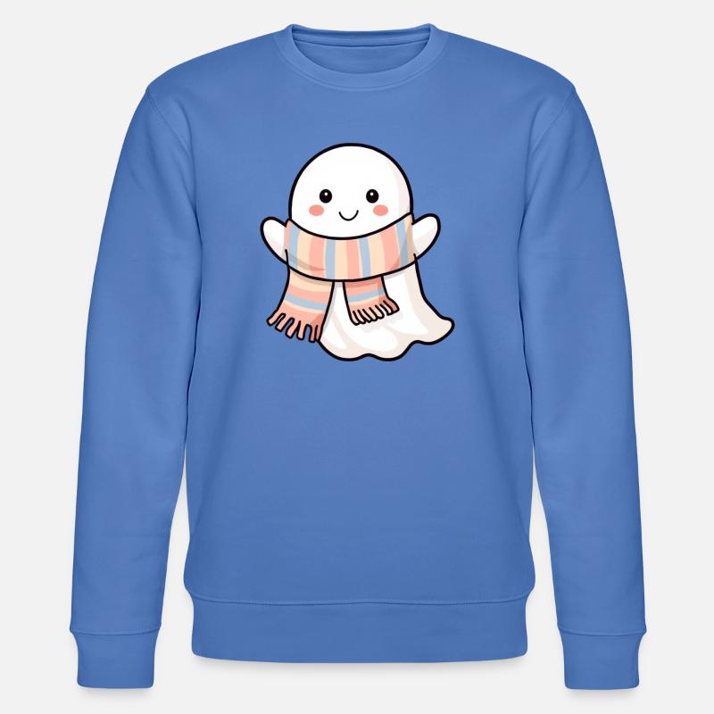 Sweet Ghost avec écharpe printanière pastel - Sweat bio CHANGER Stanley/Stella Unisexe - bleu