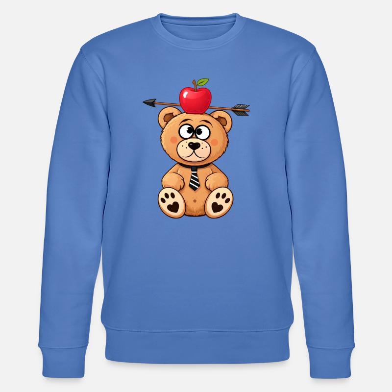 Witziger Bär mit Apfel und Pfeil - Stanley/Stella Unisex Bio-Sweatshirt CHANGER  - Blau