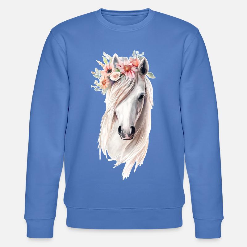 Cheval avec des fleurs - Sweat bio CHANGER Stanley/Stella Unisexe - bleu