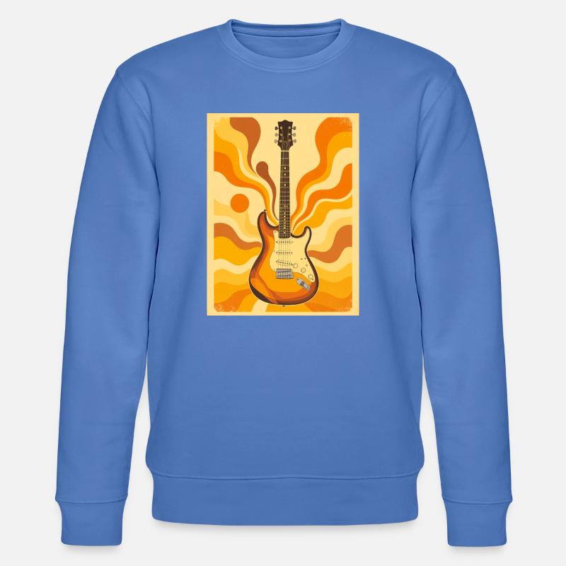 Psychedelische Retro-Gitarre mit lebendigen Siebzigern - Stanley/Stella Unisex Bio-Sweatshirt CHANGER  - Blau